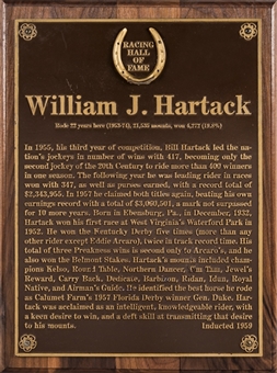 1959 Racing Hall of Fame Plaque Presented To William Hartack